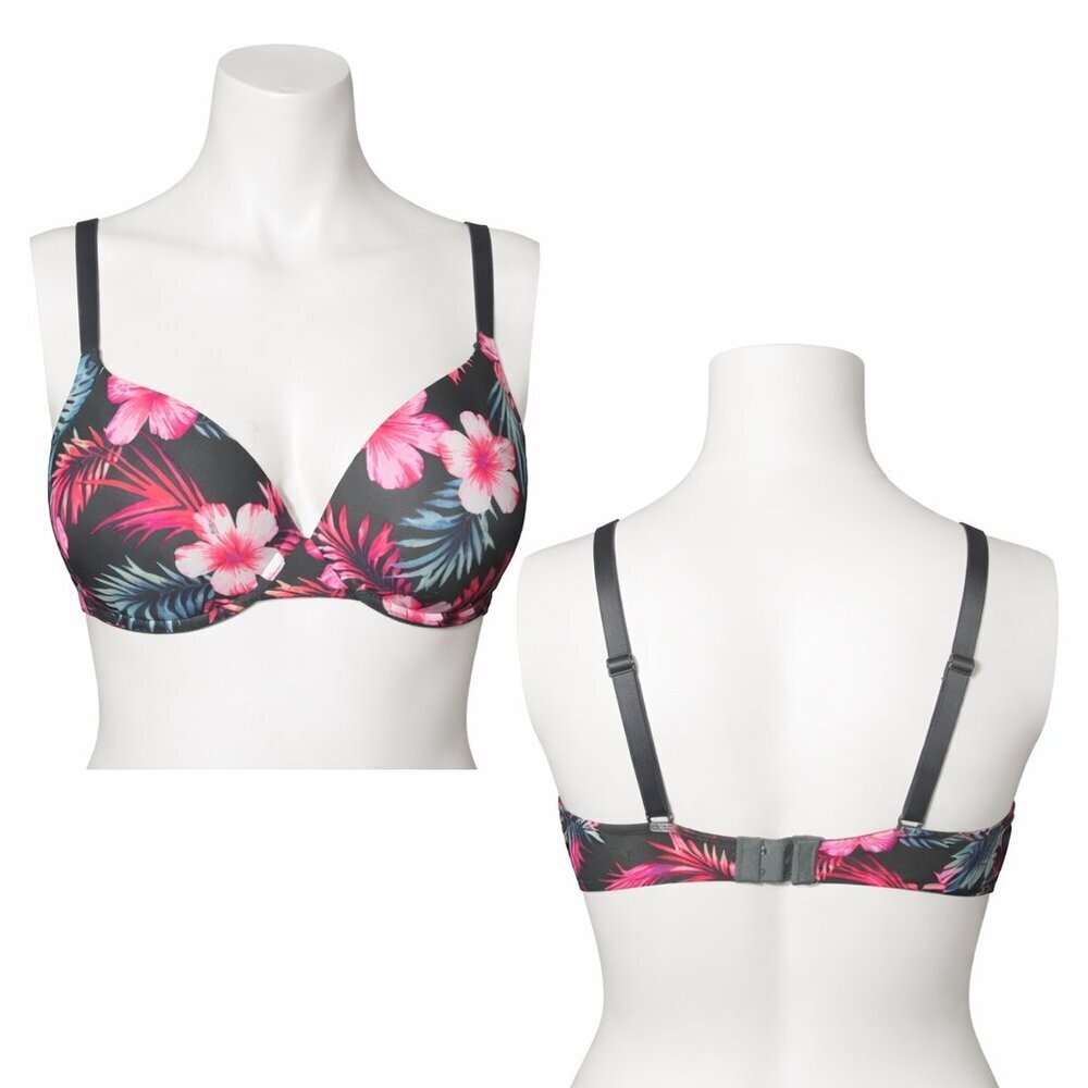 PINK VICTORIA’S SECRET Wear Everywhere Push Up Green Floral Padded Bra Size 36D